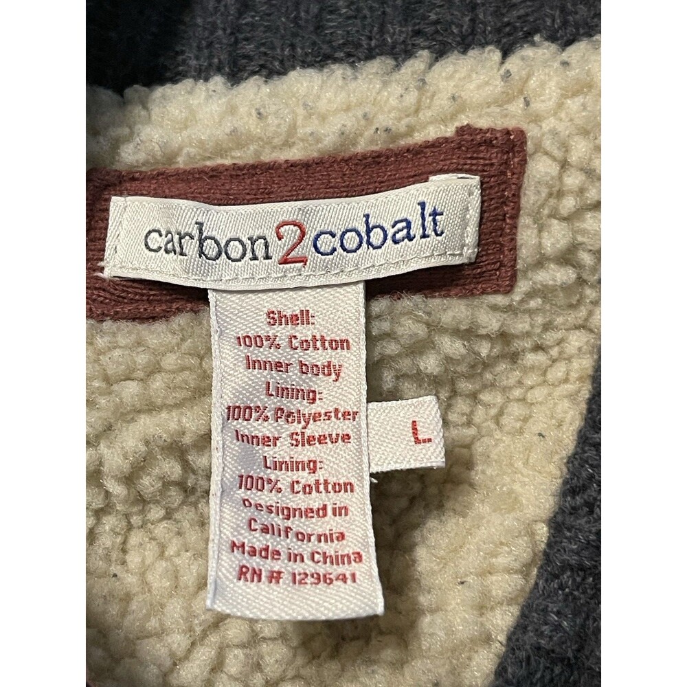 Carbon2Cobalt Mens Large Cardigan Sweater Jacket Sherpa Lined Full Zip Gorp Core - Picture 5 of 9